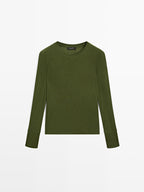 Long sleeve T-shirt with ribbed trims