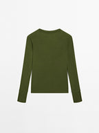 Long sleeve T-shirt with ribbed trims