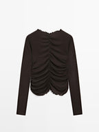 Gathered long sleeve T-shirt