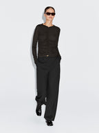 Gathered long sleeve T-shirt