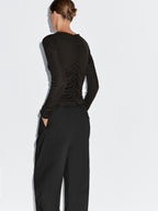 Gathered long sleeve T-shirt