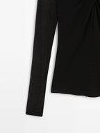 Lyocell and wool crossover top