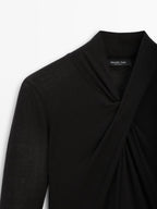 Lyocell and wool crossover top