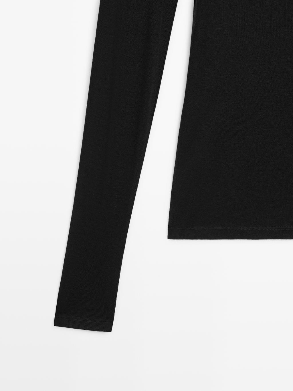 Long sleeve lyocell and wool blend T-shirt