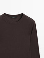 Long sleeve cotton blend T-shirt