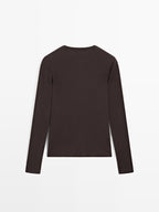 Long sleeve cotton blend T-shirt