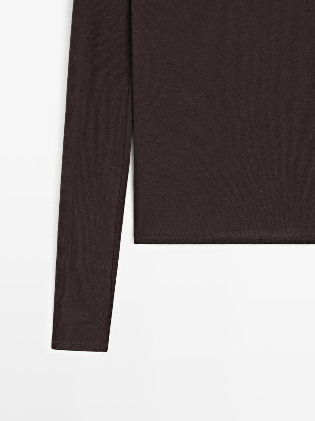 Long sleeve cotton blend T-shirt