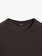 Long sleeve cotton blend T-shirt