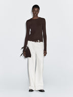 Long sleeve cotton blend T-shirt