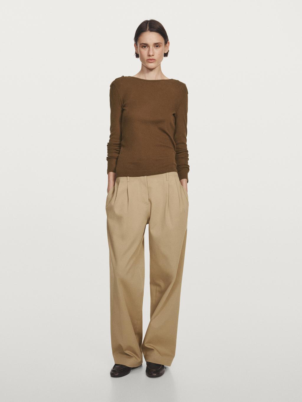 Knit T-shirt with shoulder detail