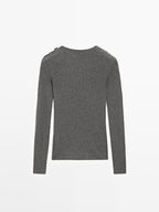 Knit T-shirt with shoulder detail