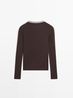 Double collar cotton blend T-shirt