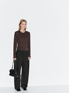 Double collar cotton blend T-shirt