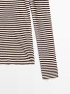 Striped fine knit quarter-zip sweater