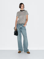 Short sleeve T-shirt with double trim