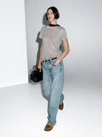 Short sleeve T-shirt with double trim