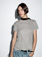 Short sleeve T-shirt with double trim