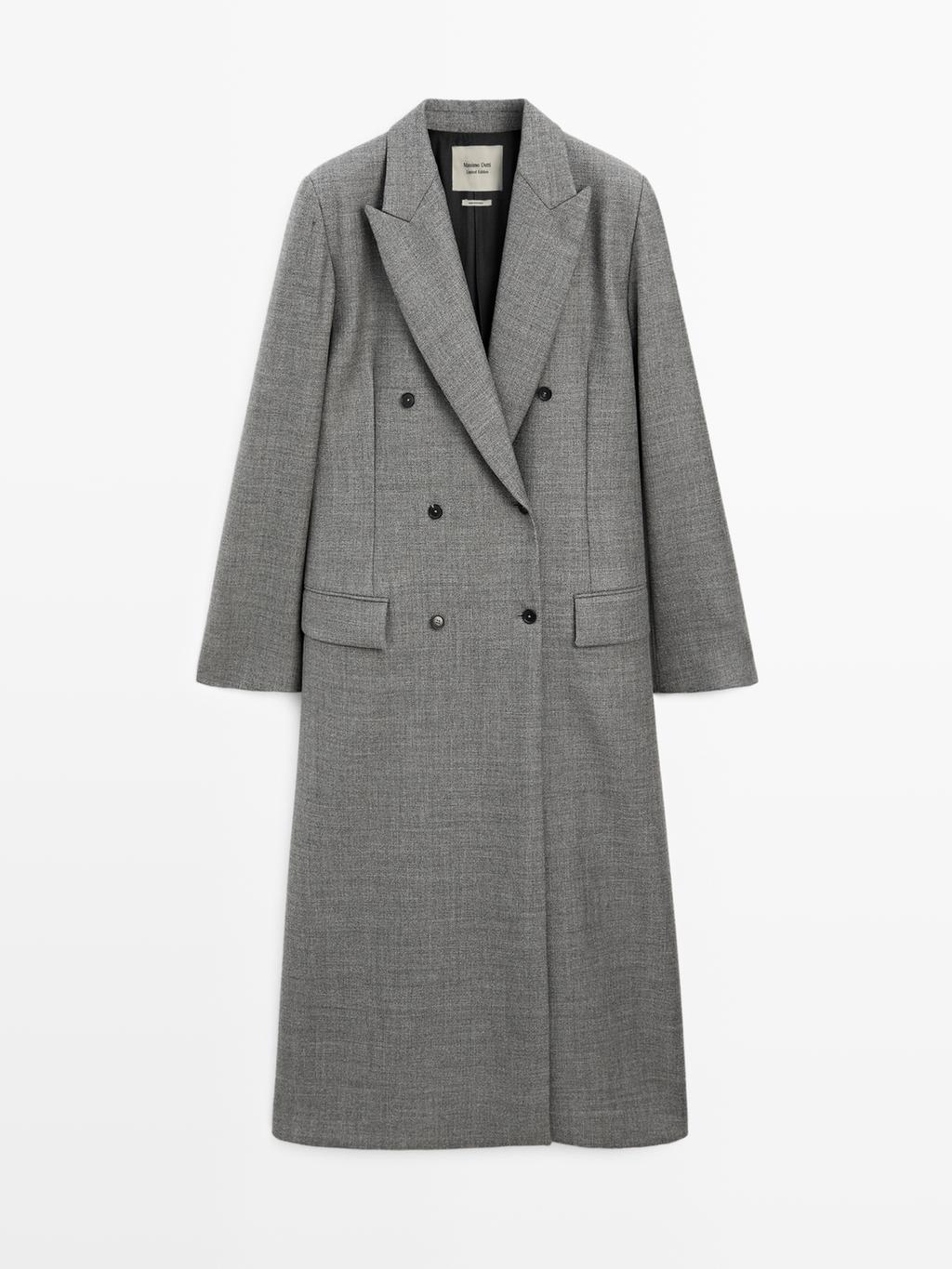 Long 100% wool coat with notch lapel - LIMITED