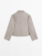 Short wool blend coat with high collar