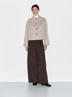 Short wool blend coat with high collar