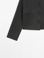 Short double-breasted wool blend jacket