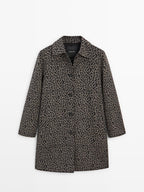 Wool blend animal print coat