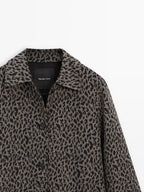 Wool blend animal print coat