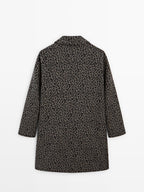 Wool blend animal print coat