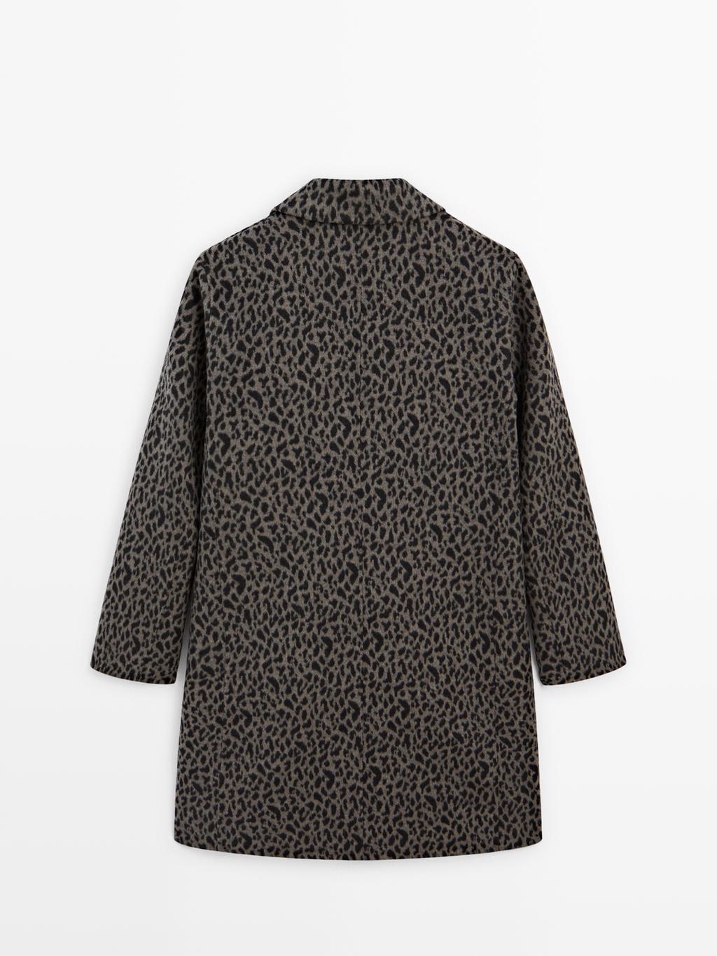 Wool blend animal print coat