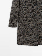Wool blend animal print coat
