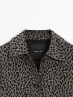 Wool blend animal print coat