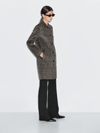 Wool blend animal print coat