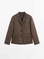 Wool blend blazer with tailored collar