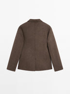 Wool blend blazer with tailored collar