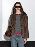 Wool blend blazer with tailored collar