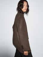 Wool blend coat with tuxedo collar