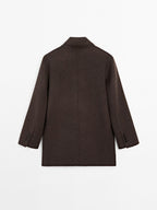 Wool blend coat with tuxedo collar