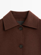 Short wool blend jacket with shirt collar