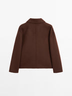 Short wool blend jacket with shirt collar