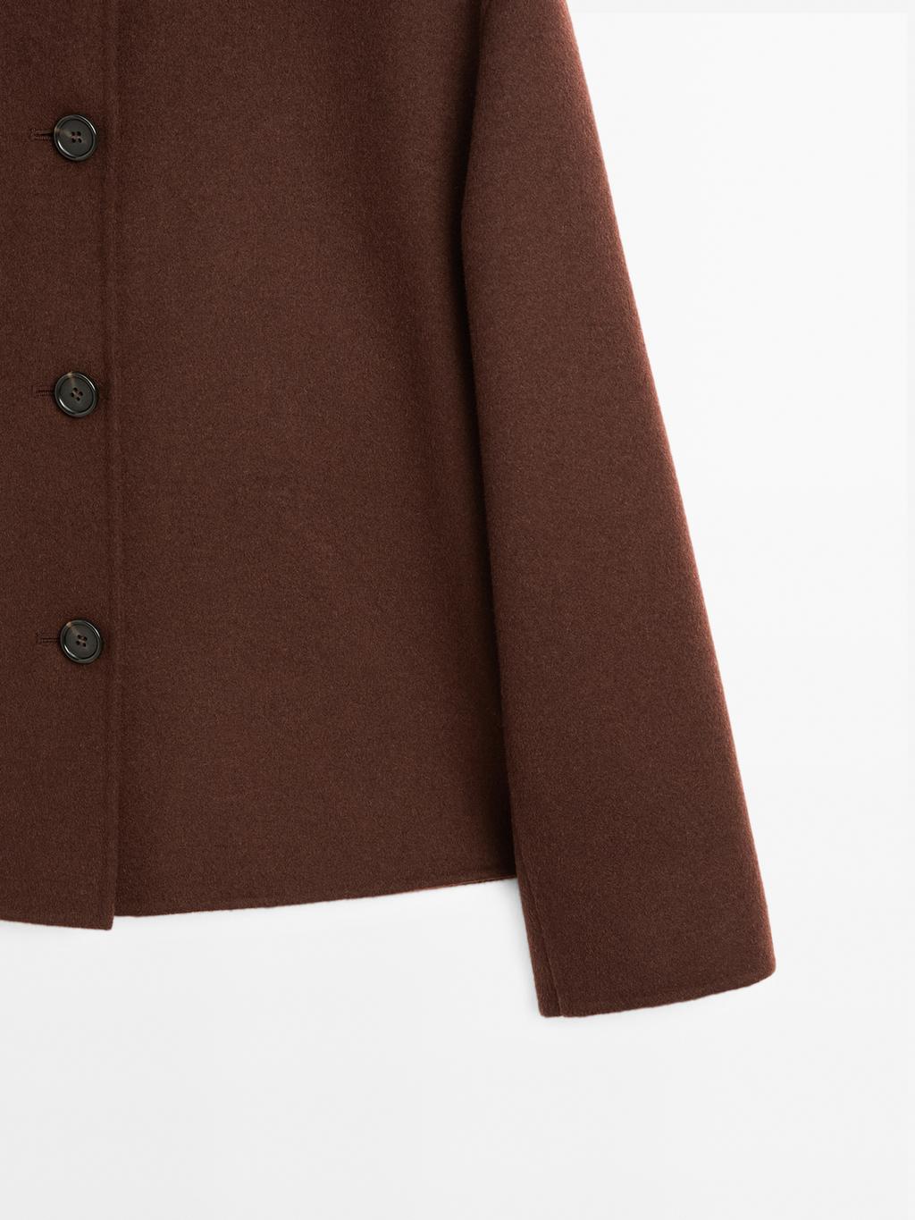 Short wool blend jacket with shirt collar