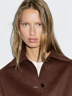 Short wool blend jacket with shirt collar