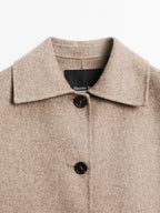 Short wool blend coat with buttons