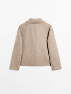 Short wool blend coat with buttons