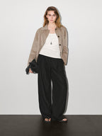 Short wool blend coat with buttons