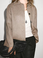 Short wool blend coat with buttons