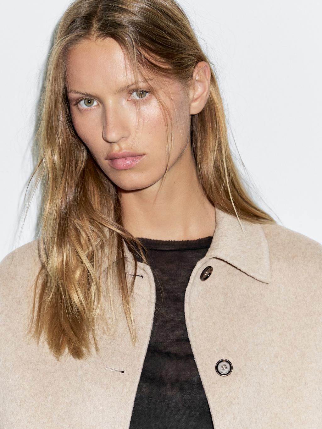 Cropped wool blend jacket