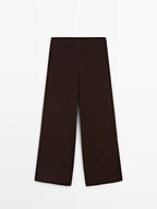 Wool blend straight-leg trousers