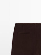 Wool blend straight-leg trousers