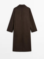 Long double-breasted wool blend coat