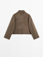 Short wool blend double-breasted jacket